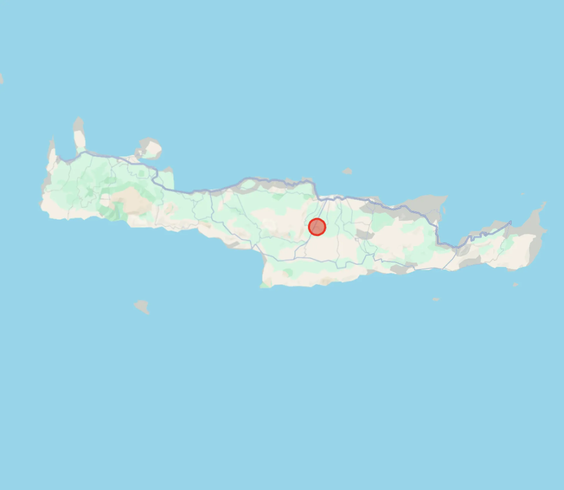 MAP: Property location showing proximity to Heraklion city, current airport, future Kastelli Airport, and highway corridor